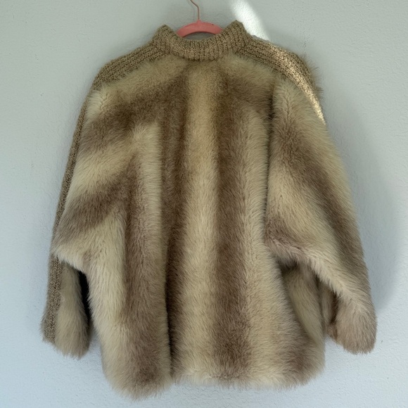 Vintage Faux Fur & Knit Oversized Jacket Size M/L - Picture 3 of 12